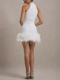 Women's New Sexy Sleeveless Body Shiny Plush Dress Dress Dress Glie 8105 HZ0628