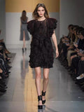 Temperament Thin Dress Women's Dress 2025 Spring New Sleeveless Wood Ear Folding Mesh Cake Skirt
