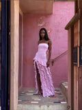 Summer Explosion Sexy Chest Repair Wooden Ear Side Open Temperament Evening Dress Dress Dress DJPT