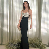 Hanging Neck Banda Skirt 2024 New Heavy Industry Nail Dew Party Dress Dress Dress