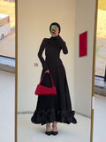 Spring Bubble Mesh Dress Evening Dress Soft Leaves Side Dressing Dress