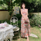 Tourism Wearing Bare Back Seaside Holiday Dress Bohemia Long Dress Hanging Neck Super Fairy Dress Women's Beach Dress
