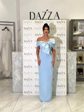 Blue Word Shoulder Banding Dress Dubai Elegant Famous French Evening Dress