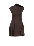 Name Style Wind Irregular Dress 2025 New Collar Metal Buckle To Receive Waist Dress Women's Summer