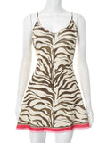 Women's Spring And Summer New Sleeveless V-Necked Printed Suspension Dress DJPT