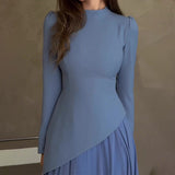 And Winter New Fashion Round Neck French Design Feeling 100 Fold Dress