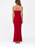 Shuxin's French Elegant Temperament V Collar Lace Tight Long Red Sling Dress Woman 2025