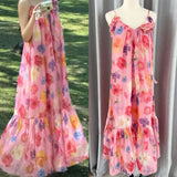 Summer Dress New Holiday Style V Tie Sling Dress