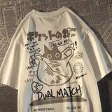 Cotton Short-Sleeved Cartoon Trend Couple T-Shirts And Men And Women Trendy Brand Loose High Street Half-Sleeve DJPT