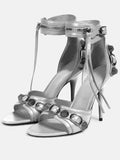 High Heel Round Head Zipper Metal Rivet Needle Buckle Fish Mouth High Help Sandals Large Size Woman High Quality Shoes