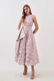 Summer New Round-Neck Sleeveless Three-Dimensional Flower Belt To Receive Long-Term Dress Women