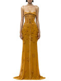 Summer Vietnamese Niche Brand Sexy Sling Design Three-Dimensional Spikes Elastic Mesh To Close Waist Dress