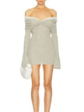 Spring And Summer New French Gentle Word Knitted Dress Temperament Sexy Waist Thin Bag Hip Skirt