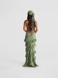 Fashion Atmospheric Elegant Pure Color Banquet Lace Dress In Fall 2024