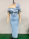 Blue Word Shoulder Banding Dress Dubai Elegant Famous French Evening Dress