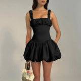 French Fashion Fluffy Dress 2025 Summer New Sling Skirt DJPT