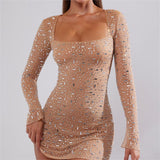 Women's New Dress Bodybony Dress Squins HZ0628