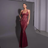 Autumn 2025 New Bag Hip Dress Fashion Style Style Style Hanging Neck Lace Long Dress Dress Woman DJPT