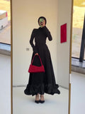 Spring Bubble Mesh Dress Evening Dress Soft Leaves Side Dressing Dress