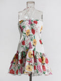 Holiday Wind 2025 Summer New Breast-Scaring Necked Neck Design Short-Height Bullet Short Dress