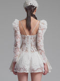 2025 New Vietnamese Small Design Fairy Sexy Short Dress Wrapped In Tective Trumpet Sleeves HZ0628