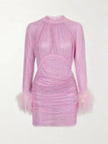 Early Autumn Designer Fashion Fashion Eye-Catching Hot Ostriches Cuffs To Repair The Hip Dress Dress