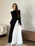 Autumn Fashion Temperament Long-Sleeved Splicing Design Folding Fake Two-Piece Dress