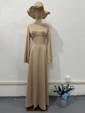 2024 New Waist-Skinny Strap Solid Long-Sleeved Long-Sleeved Dress Dress Dress Woman