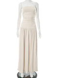 Women's Solid Color Sleeveless Bare Back Repair Folded Bra Dress DJPT