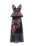 Style Long Print Sling Skirt 2025 New Lotus Leaf Side To Receive Waist High Dress Women's Summer
