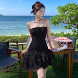 Holiday Style Bra Dress Embroidered Hem Moistle Short A-Dress Girl