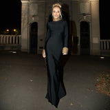 Fashion Diamond-Studded Nail-Peared Long-Sleeved Banded Dress Sexy Dew Party Party Dress Dress