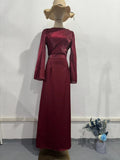 Solid Color Simple Pocket Sexy Bag Dress Long Sleeve Folds Elegant High-End Feel Dress