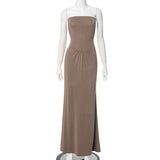 Women's 2024 Summer New Solid-Color High-Waisted Folding Dress DJPT
