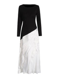 Temperament Long Dress Women's Dress 2025 Spring New Irregularly Pressed Folded Long-Sleeved Thin Dress Woman