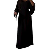 Fashion Loose Leek Solid Color Round Collar Waist-Purity Temperament Dress