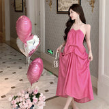 Bare Back Hanging Neck Sling Dress Women's Spring Summer Tea Break French Sexy Travel Holiday Dress