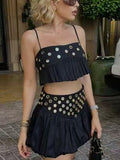 Version Of Sexy Girl Group Singing Suit 2025 New Two-Piece Sling Short Top High Waist Skirt Suit Female Summer