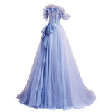 2025 New Bridal Banquet Dress Host Gradually Blue Bright Star Show Evening Dress