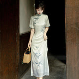 Empty Mountain New Rain Hanfu Women's Chinese Style To Improve The Daily Chinese Elements Cheongsam Dress Set 8689
