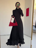 Spring Bubble Mesh Dress Evening Dress Soft Leaves Side Dressing Dress