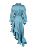Temperament Fashion Court Style 2025 New Collar Single-D Row Buckle Bubble Sleeve Irregularly Spliced With Dress Woman