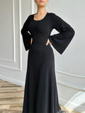 French Elegant U-Neck Solid-Colored Belted In Autumn 2024