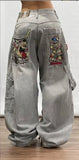 New Y2k High Street Gradient Loose Straight Jeans Men And Women's Same Trendy Jeans DJPT