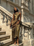 Sleeveless Sexy Hot Gold Pressed Skirt Party Dress