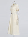 Temperament Famous Style Dress 2025 Summer New Nail Drill Three-Dimensional Flowers Hollow Waist Thin Dress