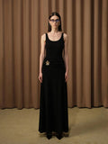 Party Solid Dress Dress 2025 Summer New Sling Folded Metal Buckle Splicing Dress