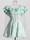 Bohemian Short Dress 2025 Spring New Word Collar Leaves Embroidered Hollow Dress Woman