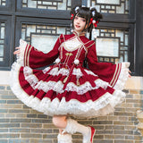 Teased Original Pyrotechnic Year Lolita Girl Lolita Blouse Sling Skirt Sweet Dress Set 6957
