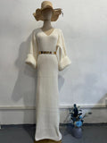 And Winter Knitting Jacket New Fashion Style V-Neck Long Repair Dress
